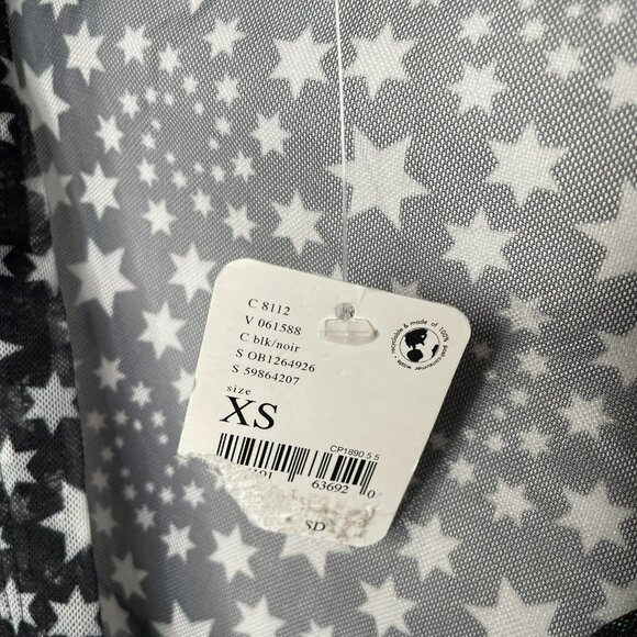 Free People Black White Star Print Marne Open Front Tie Mesh Top - Picture 5 of 9